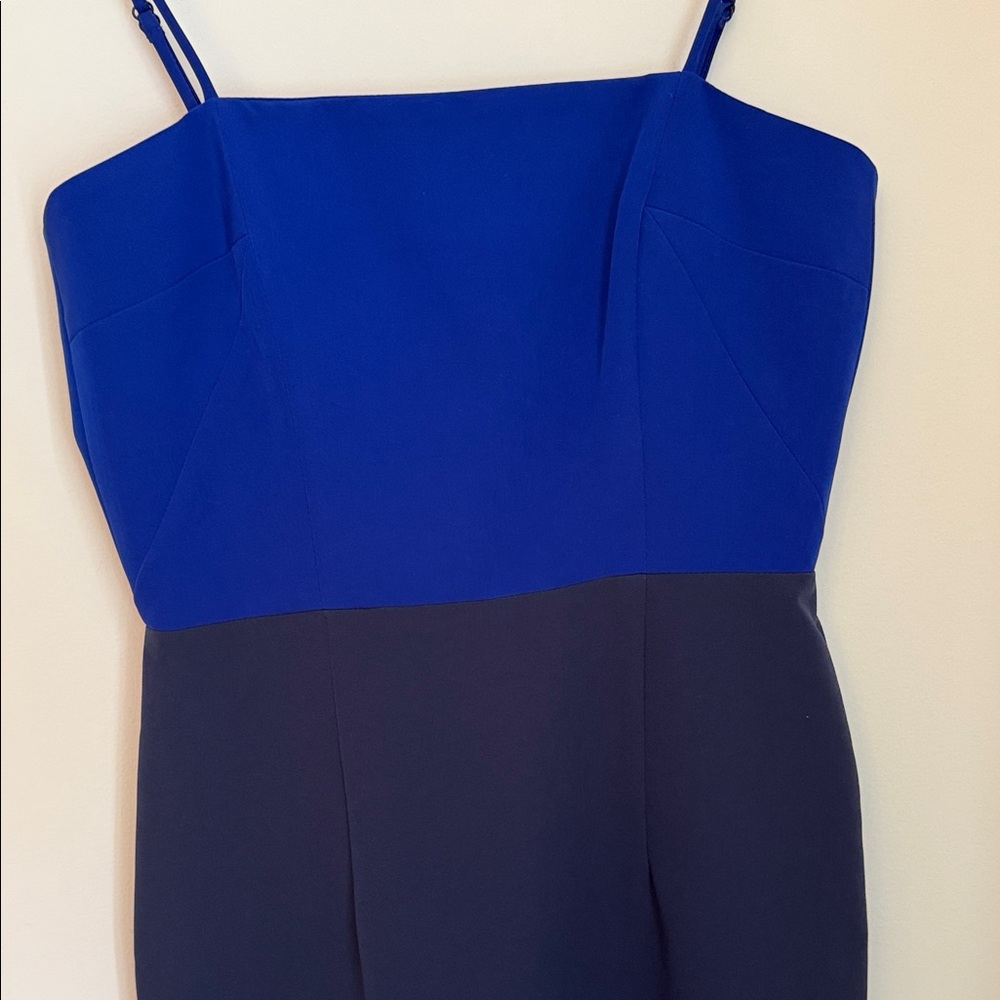 MILLY Two-Tone Blue Dress with Spaghetti Straps - Picture 5 of 7